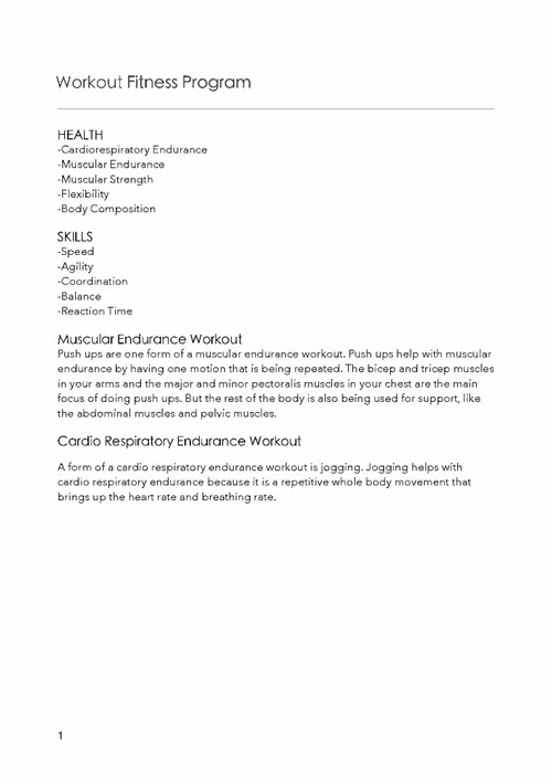 <p>Written response: Personal fitness</p>