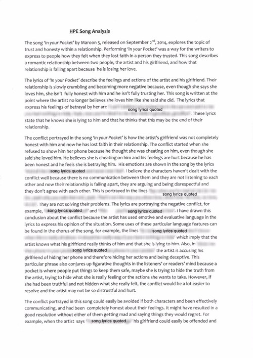 <p>Song analysis: Relationships and values</p>
